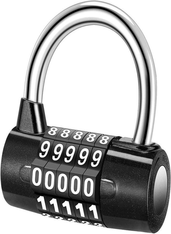 GLIVE (LABEL) 5 Digit Combination Lock Outdoor Waterproof Resettable Number Padlock Set Your Own for Gym, School Locker, Sports, Hasp Cabinet, Fence, Gate, Toolbox (Black) - Image 1